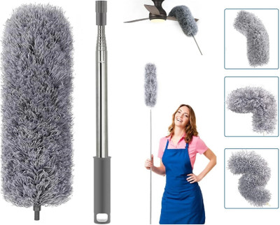 INDIWARRIOR Cleaning High Ceiling Fan Microfiber Feather Telescoping 100inch Extension Pole Wet and Dry Duster