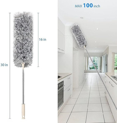 Maune Hub Cleaning High Ceiling Fan Microfiber Feather Telescoping 100inch ExtensionPole Wet and Dry Duster