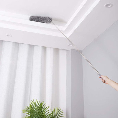 DEEJET Flexible Head Microfiber Feather Duster with Extendable Telescopic Pole Wet and Dry Duster