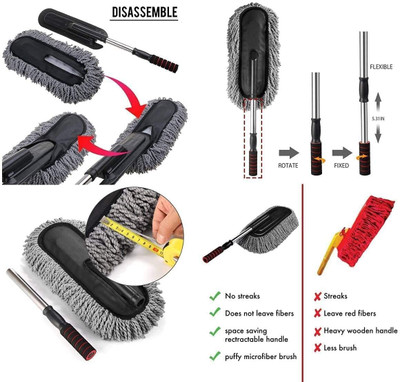 MAITRI ENTERPRISE Microfiber Flexible Duster Car Wash | Car Cleaning Brushes | Dry/Wet Home M64 Wet and Dry Duster Set