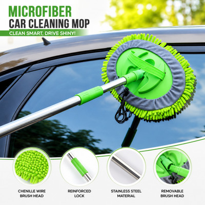 JHWOQU Microfiber Car Duster with Extendable Handle Car Cleaning Brush for Dust Removal Wet and Dry Duster