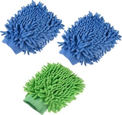 KUBER INDUSTRIES Microfiber Cleaning Gloves|50 GSM Chenille Mitts for Kitchen|Pack of 3|Multi Wet and Dry Duster Set(Pack of 3)