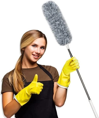 INDIWARRIOR Cleaning High Ceiling Fan Microfiber Feather Telescoping 100inch Extension Pole Wet and Dry Duster