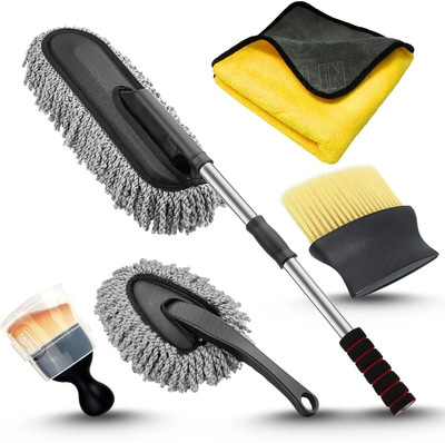 AHYRA 5 PCS Microfiber Car Duster Kit|Interior & Exterior Car Cleaning Detailing Tool Wet and Dry Duster Set(Pack of 5)