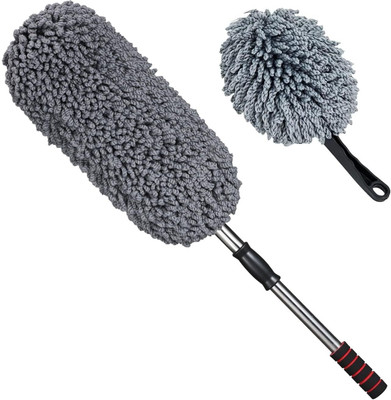 HM EVOTEK Car Duster, Soft Microfiber Car Dash Duster Detail Brush with Telescopic Handle Wet and Dry Duster Set(Pack of 2)