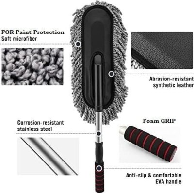 SVT Household SVT HOUSEHOLD Super Soft Microfiber Car Duster with Handle Wet and Dry Duster Set