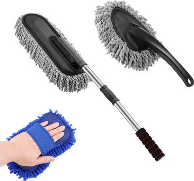 Masox Store Microfiber Car Cleaning Dusters Removal/Washer Sponge Car Care Cleaning Brush Wet and Dry Duster Set(Pack of 3)