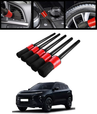 AYW Universal Red/Black Set Of 5 Wet & Dry Detailing Car Interior Brush-134 Wet and Dry Duster Set