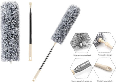 INDIWARRIOR Cleaning High Ceiling Fan Microfiber Feather Telescoping 100inch Extension Pole Wet and Dry Duster