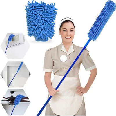 kayru Microfiber Fan Duster Mop for Cleaning of Home, Car, Ceiling AND Wet & Dry Glove Wet and Dry Duster Set(Pack of 2)