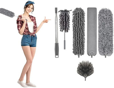 HRK Enterprise Microfiber Feather Bendable & Extendable Pole Duster (multi,pack of 1) Wet and Dry Duster