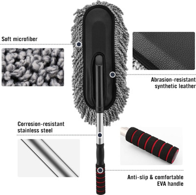 TECHEL Buy Microfiber Car Duster with Long Handle WRT16 Wet and Dry Duster