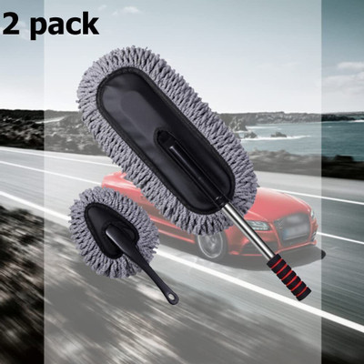 carfrill 2 PCS Super Soft Microfiber Car Brush Duster with Extendable Handle Wet and Dry Duster Set(Pack of 2)