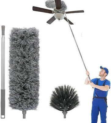 GOLDENEYEHOUSE Microfiber Feather Duster, 100 Inch Pole for Fans, Ceilings, Blinds Wet and Dry Duster Set