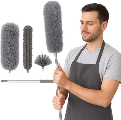 flea 3 in 1 Microfiber Feather Duster With Bendable & Extendable Fan Cleaning Brush Wet and Dry Duster Set