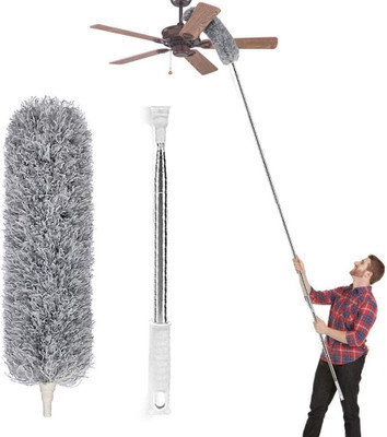 INDIWARRIOR Microfiber Duster With Extension Pole 30-100 inches Long Telescoping Handle Wet and Dry Duster