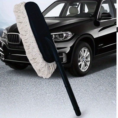 MAAUVTOR Wax-Coated Microfiber Car Duster for Car Cleaning Soft Brush/Mop with Handle Wet and Dry Duster