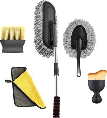 MAAUVTOR 5pc Microfiber Car Duster, Brush Exterior/Interior, Towel, Ac Vent Cleaner Combo Wet and Dry Duster Set(Pack of 5)