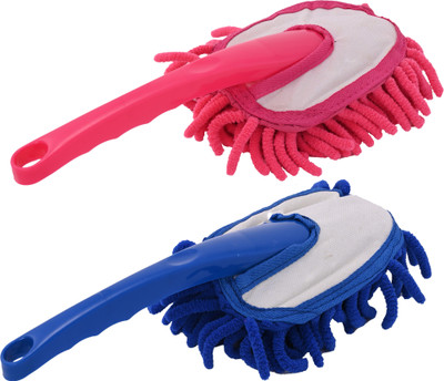 KUBER INDUSTRIES Pack of 2 Microfiber Car Cleaning & Dusting Brush for Home | Pink & Blue Dry Duster(Pack of 2)