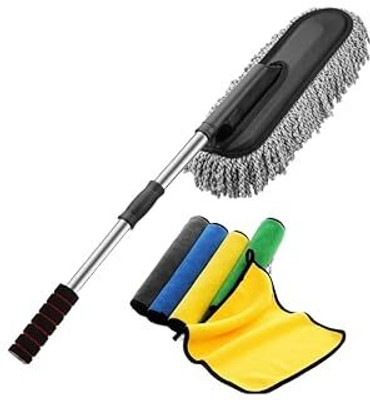 varnirajimportexport 2 PCS Microfiber Double Layered Cloth for Cleaning, Dusting| Car Duster Exterior Wet and Dry Duster Set(Pack of 3)