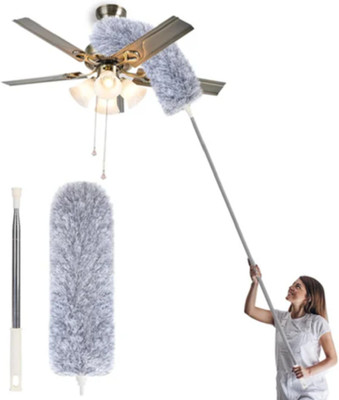 QinPin Home Cleaning Feather Duster Long Extendible Handle Dual Sided Brush Wet and Dry Duster