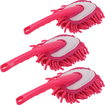 HOMESTIC Pack of 3 Microfiber Car Cleaning & Dusting Brush for Home Cleaning | Dark Pink Dry Duster(Pack of 3)
