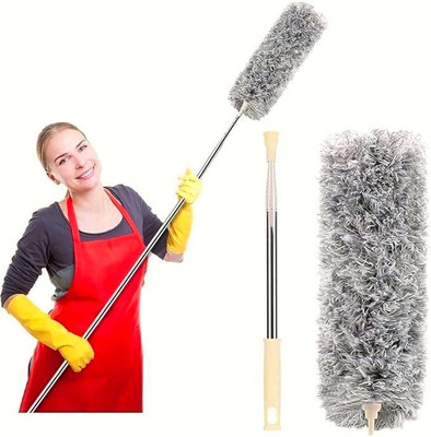 crockdile Flexible Duster for Fan Cleaning Mop with Long Rod | Spider Web Cleaner Stick Wet and Dry Duster