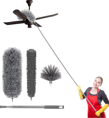 kanthee 3in1 Microfiber Feather Extendable & Bendable Duster with Long Extension Pole Wet and Dry Duster Set(Pack of 3)