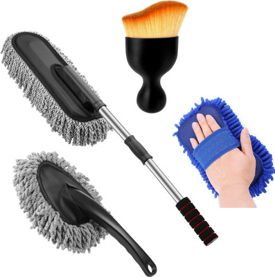 HM EVOTEK Car Cleaning Duster with Handle Nanofiber Sponge Cleaning Dusting & Washing Tool Wet and Dry Duster Set(Pack of 4)