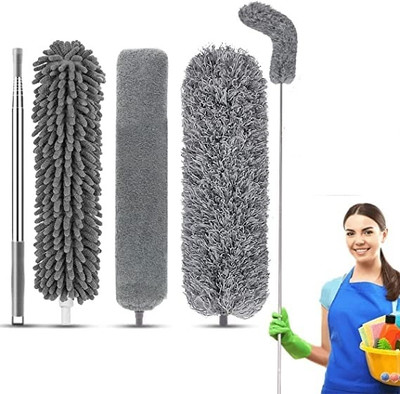 Deoxys Microfiber Feather Duster 4PCS - Extendable & Bendable Dusters Wet and Dry Duster Set