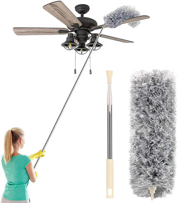 Purvaa Collection Microfiber Feather Bendable & Extendable Duster With 100 inches Wet and Dry Duster Set