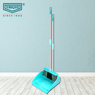 UNIQUE broom with|long with handle Wide/Deep mouth for commercial use Plastic Up Right Dustpan(Multicolor)