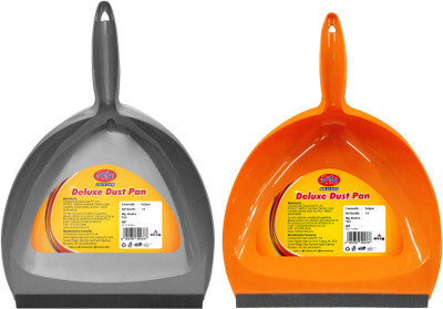 Chakaachak Chakaachak Deluxe Dustpan Pack of 2 Plastic Dustpan(Grey, Orange)