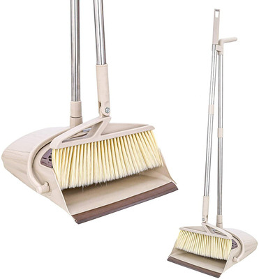 GADGETWEAR Heavy Duty Upright Standing Long Handle Broom And Dustpan Plastic Dustpan(Multicolor)