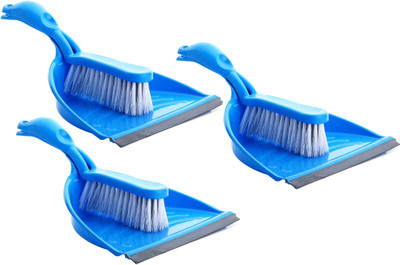 MADHULI Unbreakable Dustpan Set With Brush Dust Collector Pan Broom With Dust Pan Supadi Plastic Dustpan(Blue)