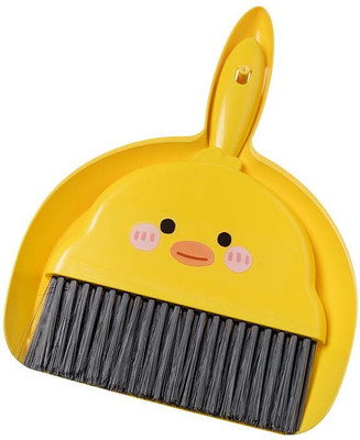 QCEN Small Broom and Dustpan Set,1pc Dust Pan and Brush Set,Broom and Dustpan Set Plastic Dustpan(Yellow)