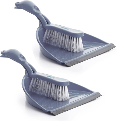 MADHULI Unbreakable Dustpan Set With Brush Dust Collector Pan Broom With Dust Pan Supadi Plastic Dustpan(Grey)