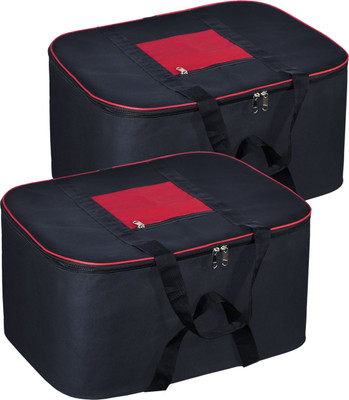 STORITE Underbed Storage Bag 2 Pack Nylon 69 L Moisture Proof Underbed Storage Bag For Clothes/Blankets/Saree With Zipper Closure & Handle Rectangular(Black)