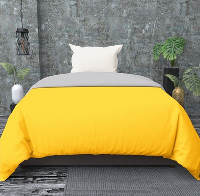Divine Homes Single Polycotton Duvet Cover(Grey, Yellow)