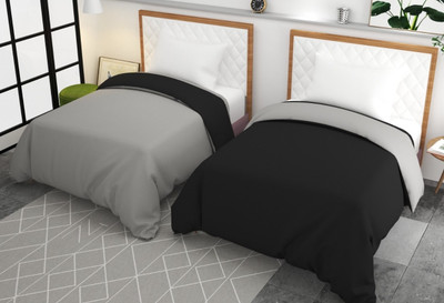 Divine Homes Single Polycotton Duvet Cover(Grey, Black)