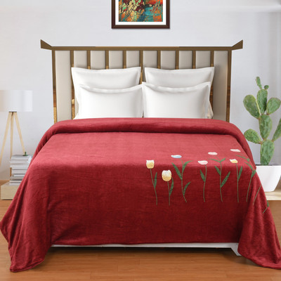 sabhya creation King Velvet, Wool Duvet Cover(Red)