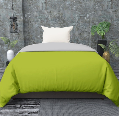 Divine Homes Single Polycotton Duvet Cover(Grey, Green)