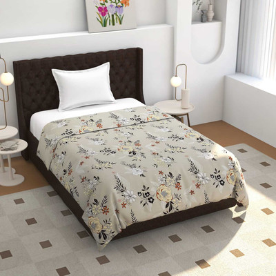 sidhi Single Cotton Duvet Cover(Beige, Dark Green)