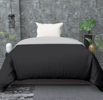 Divine Homes Single Polycotton Duvet Cover(Grey, Black)