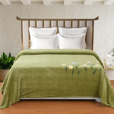 Shiv Handloom King Velvet, Wool Duvet Cover(Green)