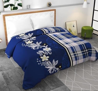 jyotaksh Single Cotton Duvet Cover(White, Blue)