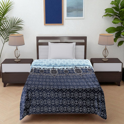 DECORHUT FAB Single Velvet Duvet Cover(Blue, Grey)