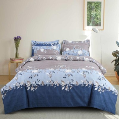 ketostics King Cotton Duvet Cover(Blue, White)