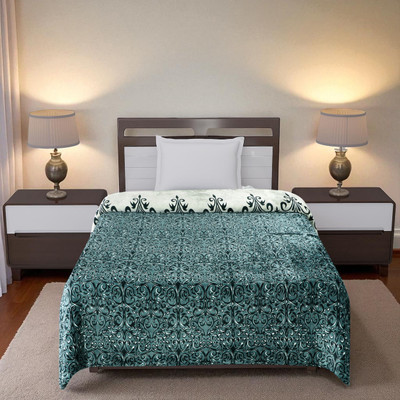 DECORHUT FAB Single Velvet Duvet Cover(Grey, Green)