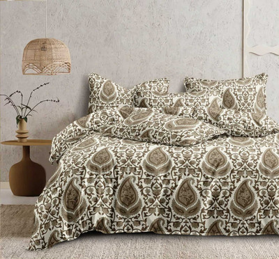 ketostics Cotton Floral Diwan Set(Brown)